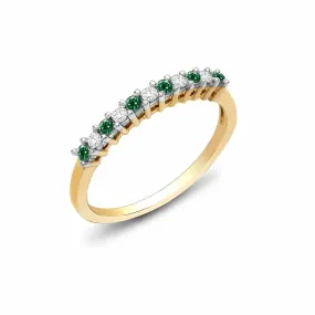 9ct Yellow Gold Diamond And Emerald Ring