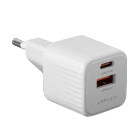 4smarts  20W Vægoplader m. 1x USB-A / 1x USB-C - Hvid