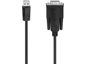 Adaptador - Hama 00200622, De conector USB a conector D-Sub RS 232, Doble blindaje, USB 2.0, Negro