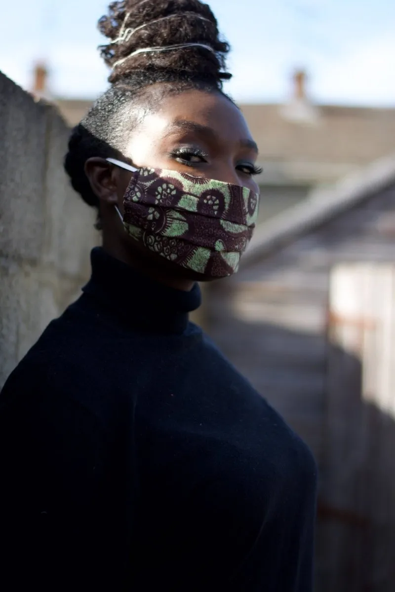 African Face Mask in Brown Ankara