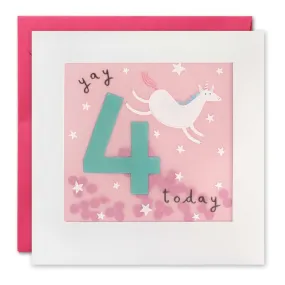 Age  4 Unicorn Shakies Birthday Card