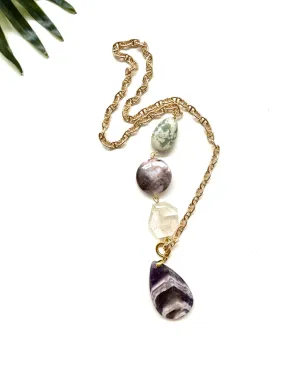 asymmetrical pendant necklace -  amethyst