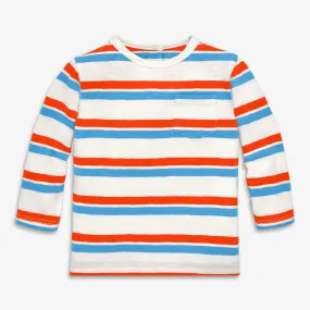 Baby long sleeve pocket slub tee in double stripe