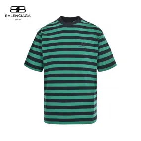 Balenciaga Green and Black Striped T-Shirt