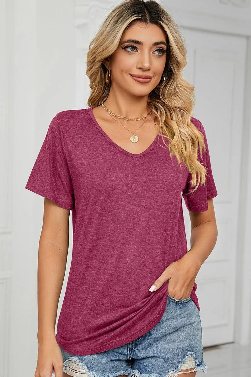 BASIC V NECK LOOSE FIT TSHITRTS