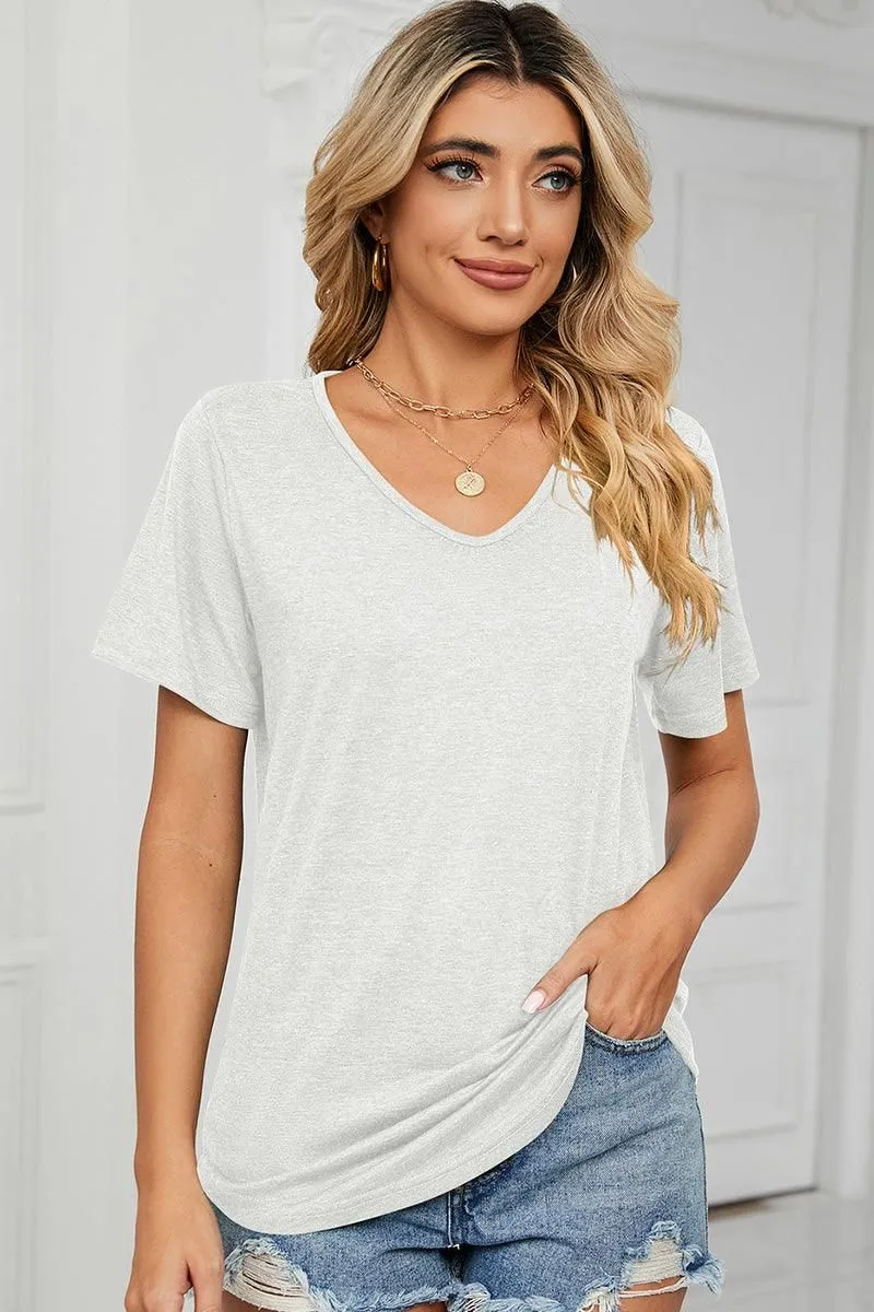 BASIC V NECK LOOSE FIT TSHITRTS