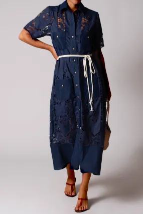 Berly Granadilla Lace Dress in Dark Denim