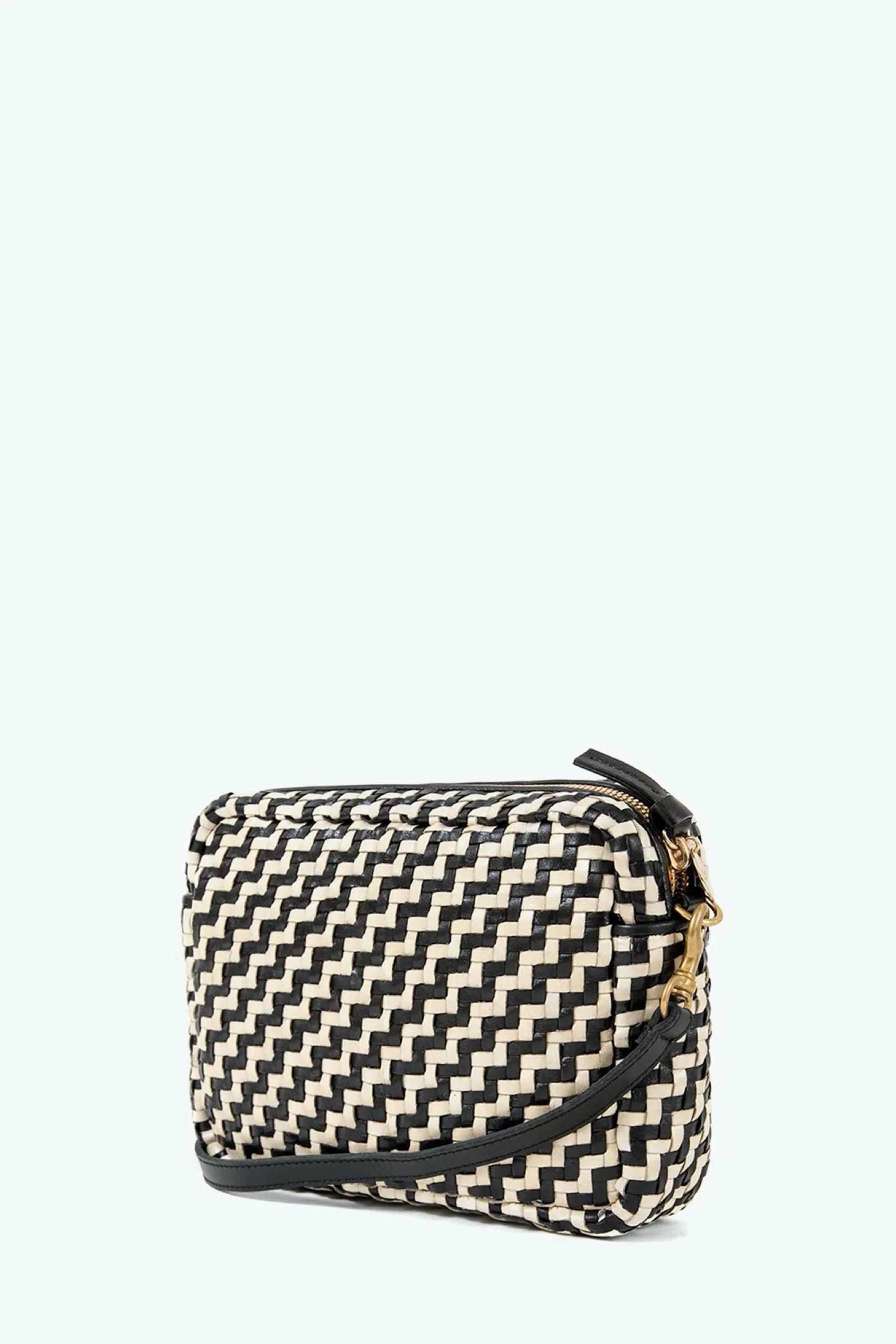 Black   Cream Woven Zig Zag Midi Sac