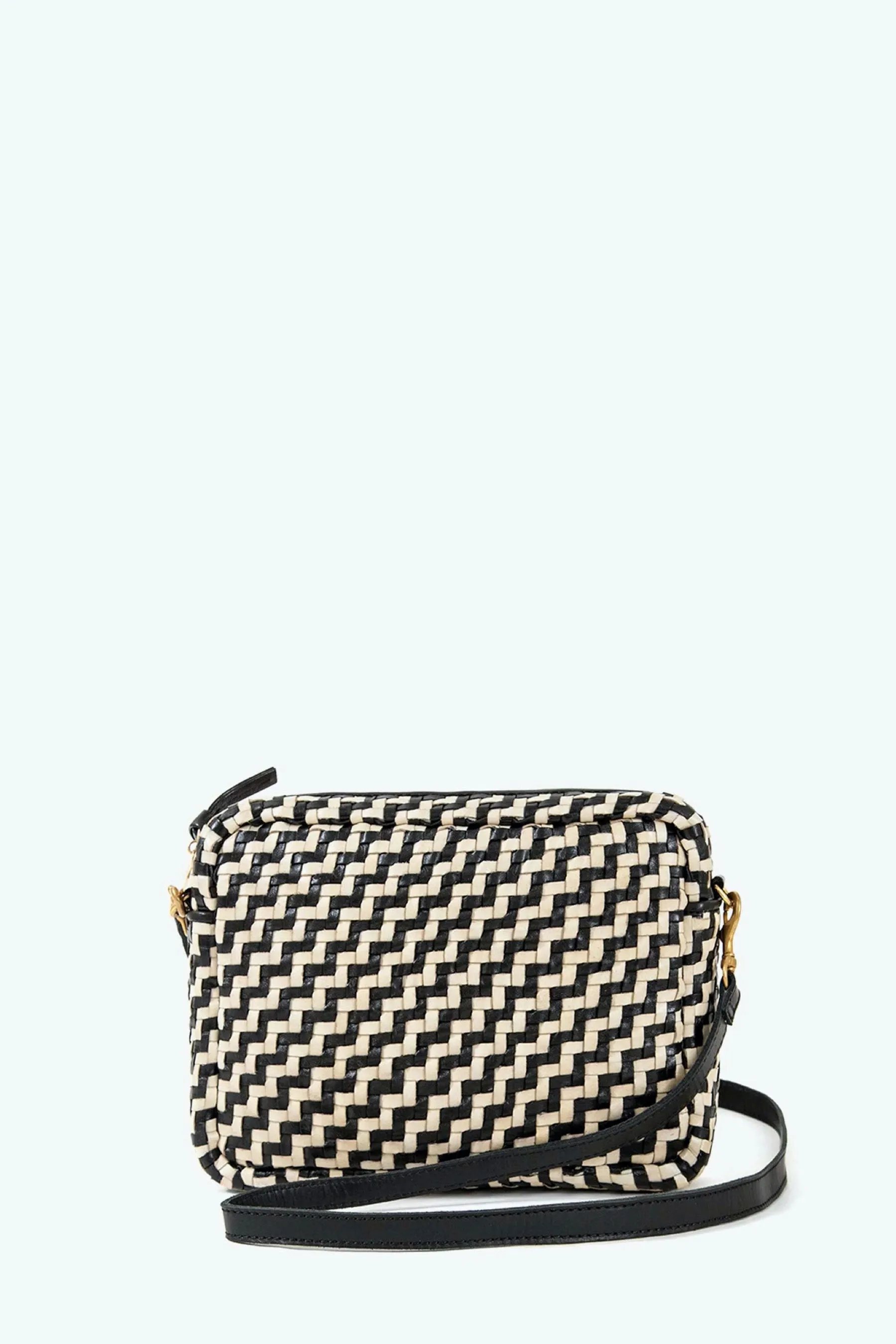 Black   Cream Woven Zig Zag Midi Sac