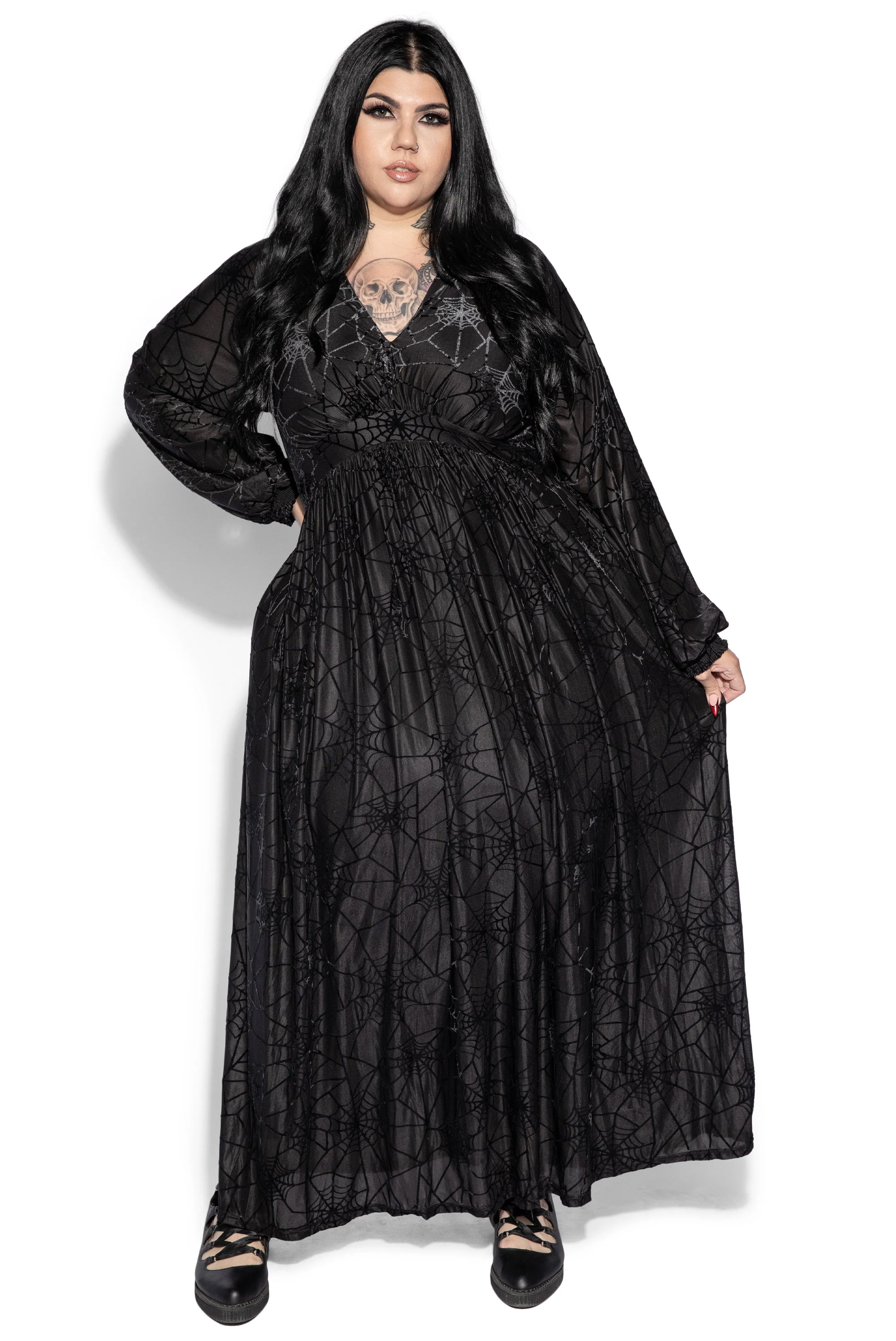 Black Spider Web Maxi Dress