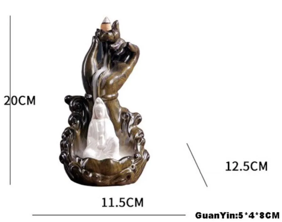 'Blessing Guan Yin' Ceramic Incense Holder