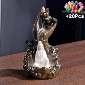 'Blessing Guan Yin' Ceramic Incense Holder