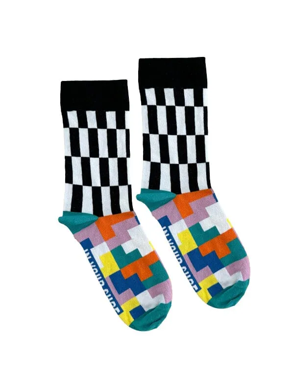 Checkered Pixels Neck Socks