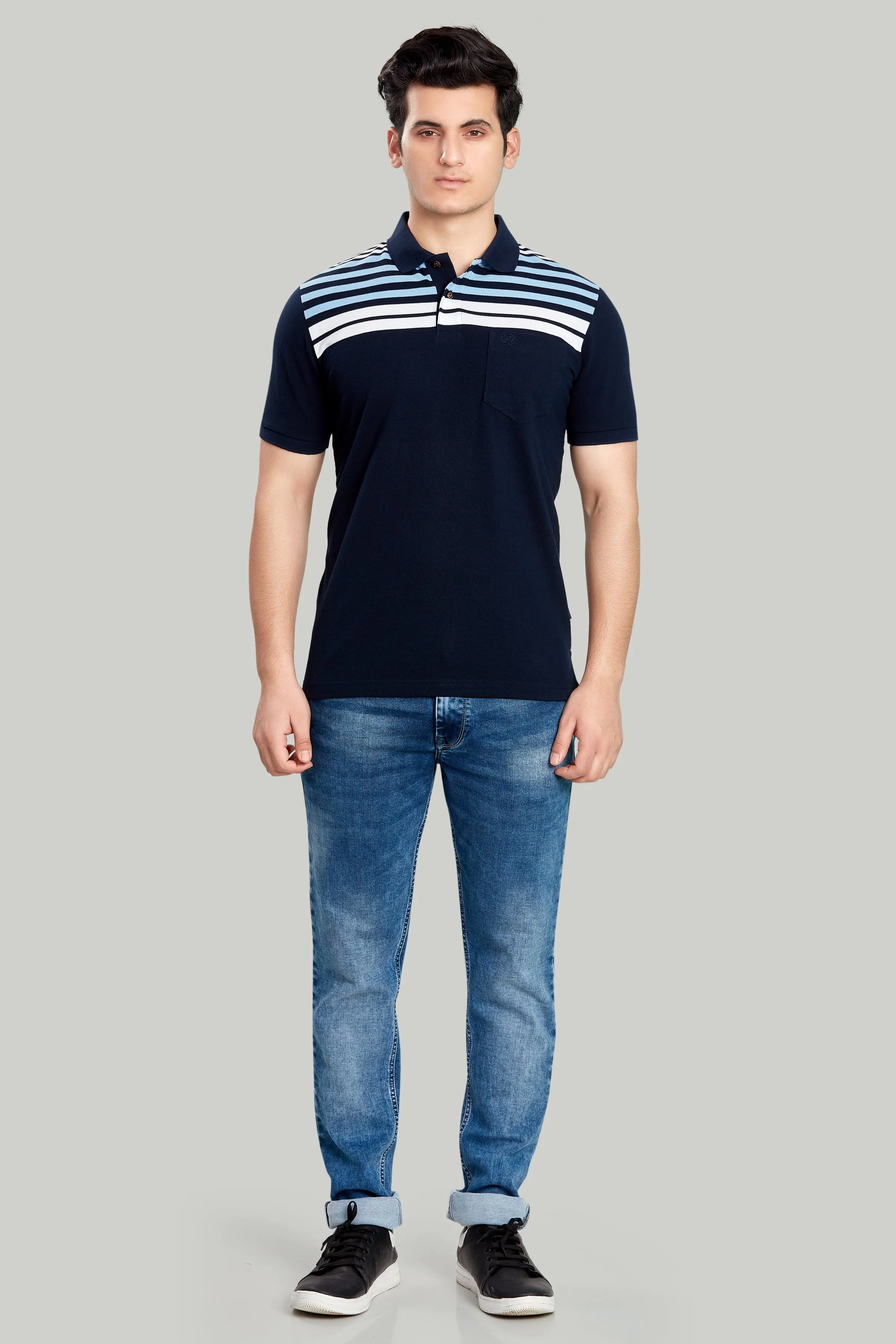 Chest Stripe Pique Polo