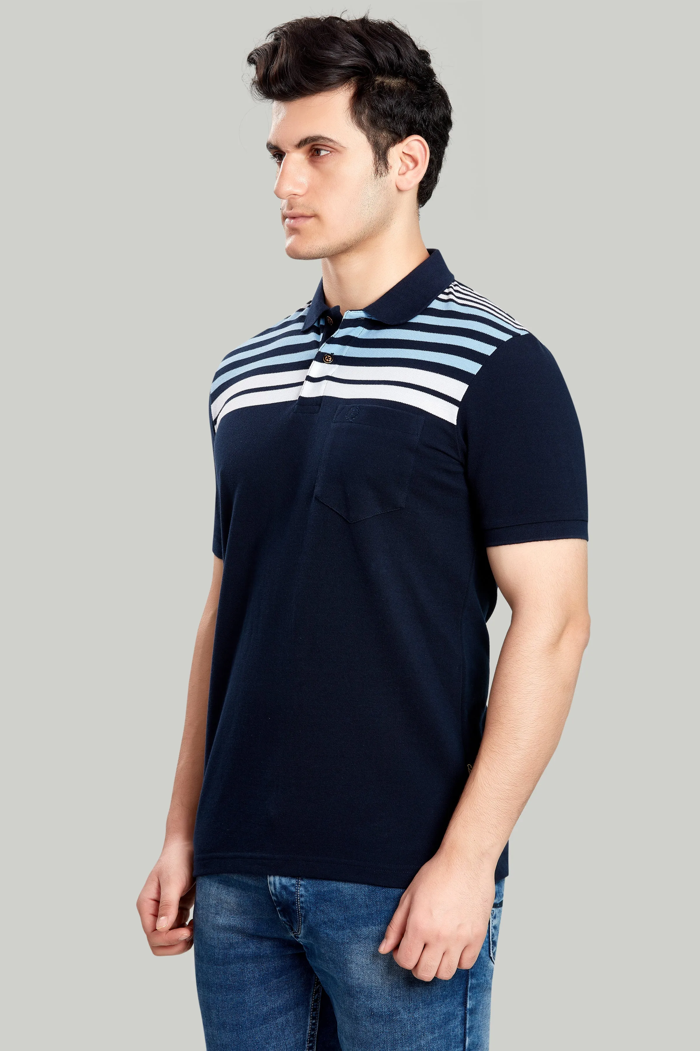 Chest Stripe Pique Polo