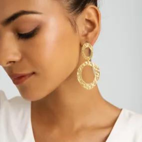 Circle & Oval Statement Earrings - Gold