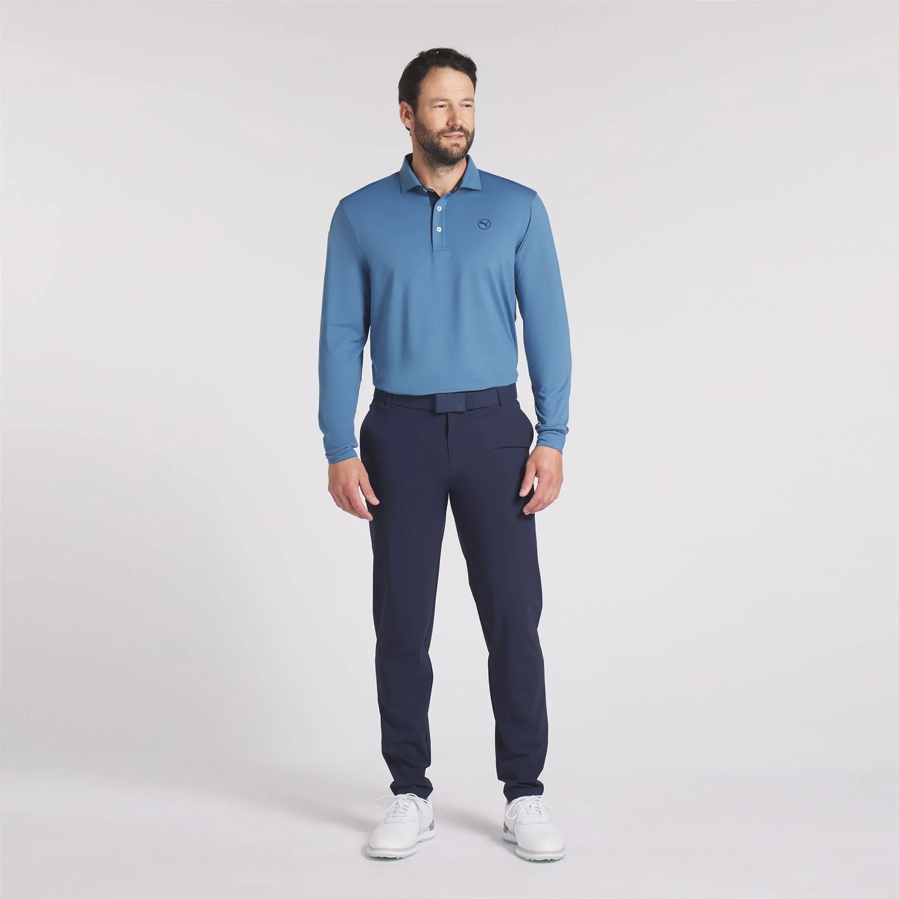 Cloudspun LS Midweight Polo Blue Horizon/Deep Navy - AW24