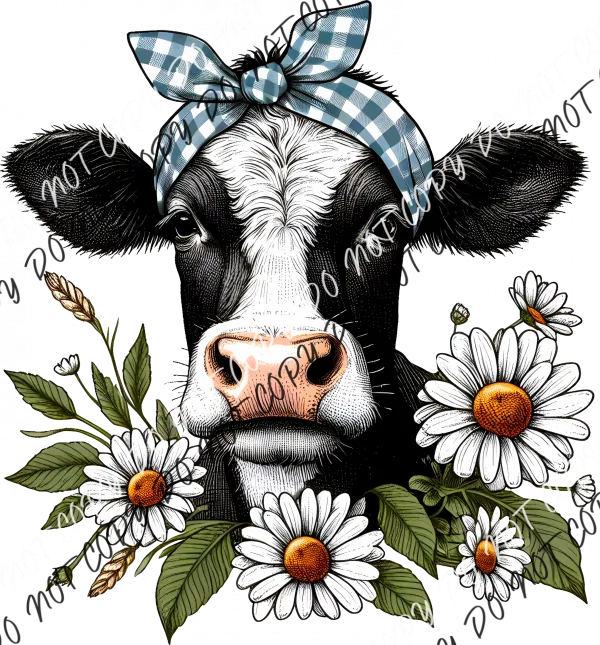 Cow with Daisies DTF Transfer