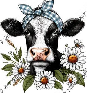 Cow with Daisies DTF Transfer