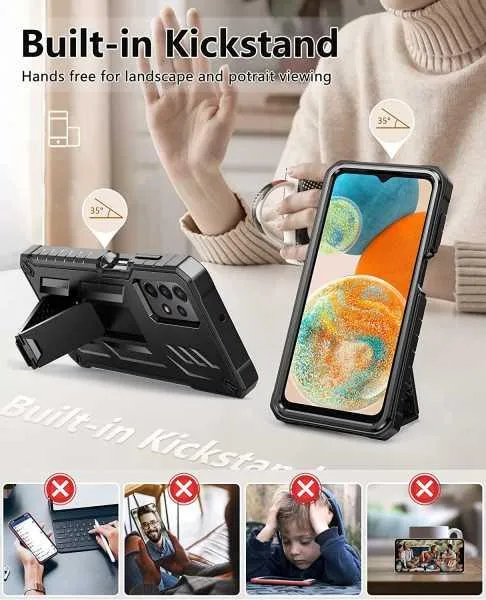 Galaxy A23 5G/4G LTE Military Grade Rugged TPU Cover with Built-in Screen Protector and Kickstand