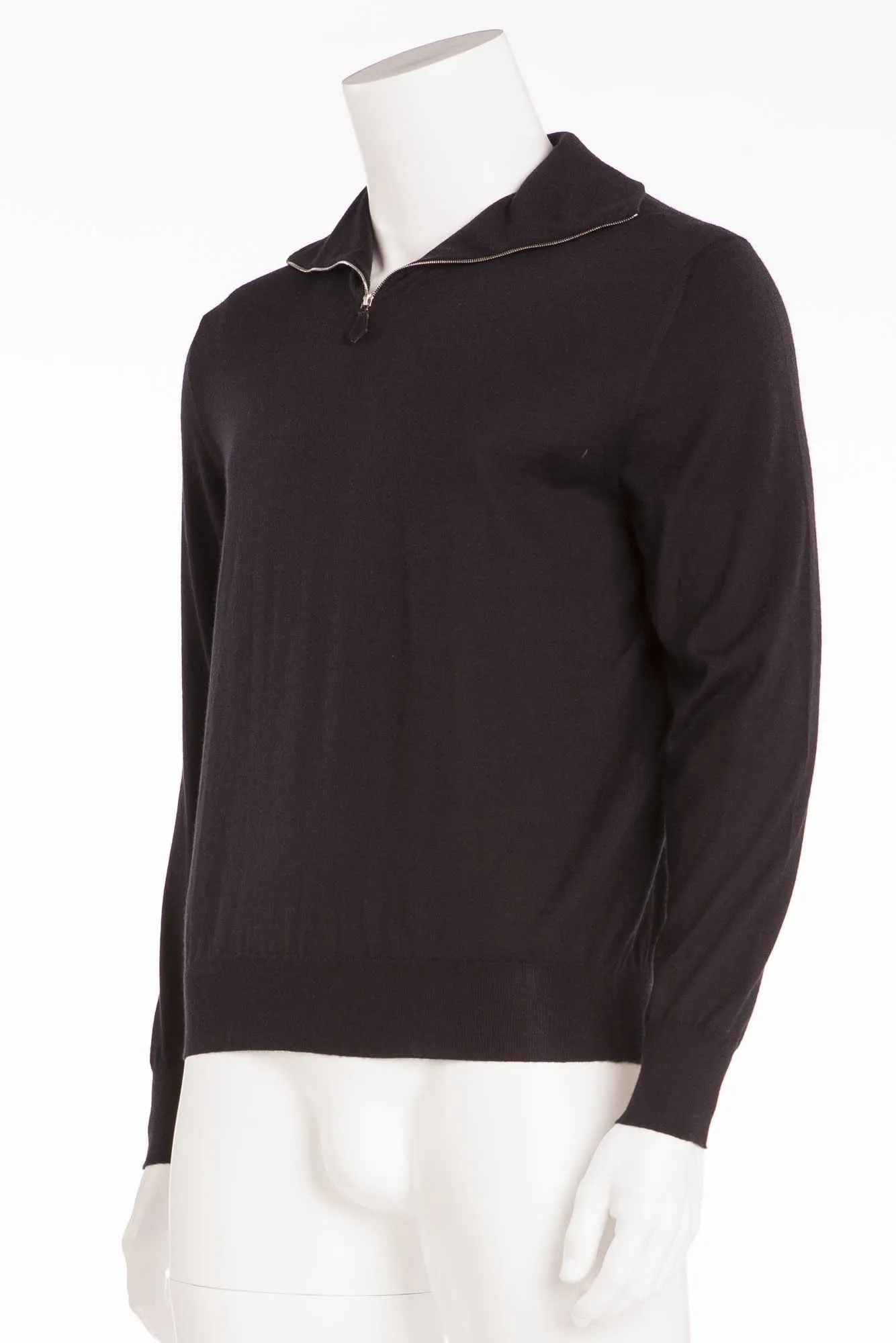 Hermes - Black Long Sleeve Zip Neck Cashmere Sweater - XL