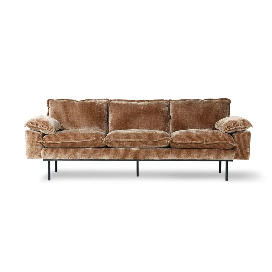 HKliving Velvet Corduroy Gold Retro Sofa