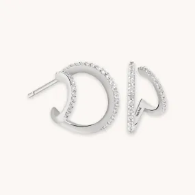 Illusion Crystal Hoops in Silver