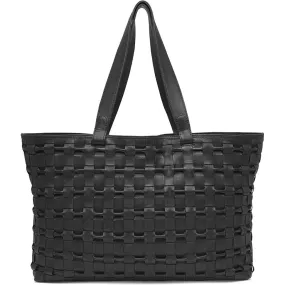 Leather shopper with finest hand-braided design / 16198 - Black (Nero)