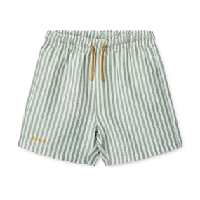 Liewood Duke Stripe Board Shorts - Peppermint Crisp White Stripe