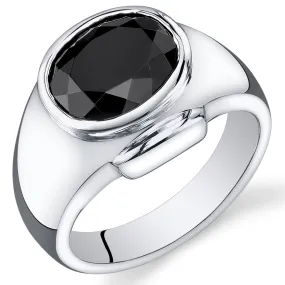 Mens 6.5 cts Black Onyx Sterling Silver Ring Size 12