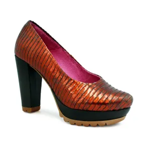 Pate - Copper Laser stripe platform shoe