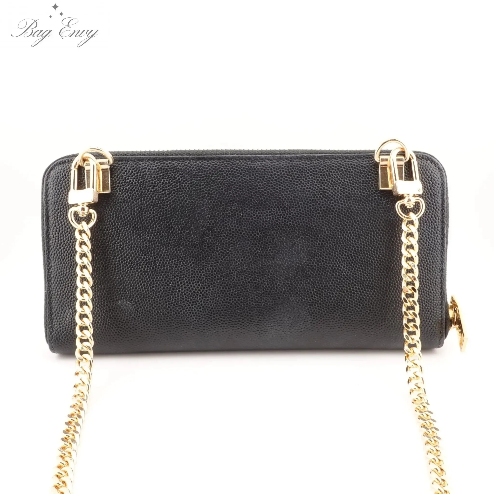 SAINT LAURENT Grain de Poudre Star YSL Zip Wallet on Chain