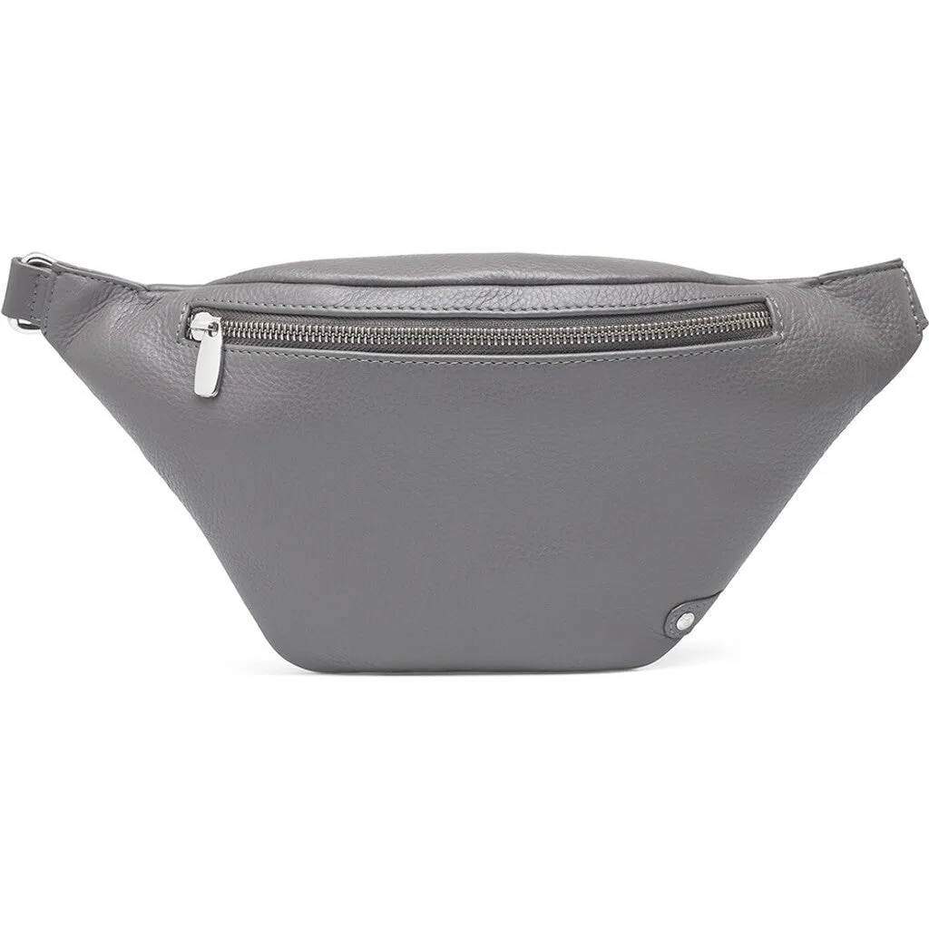 Soft leather bumbag in high quality / 12556 - Thunder grey