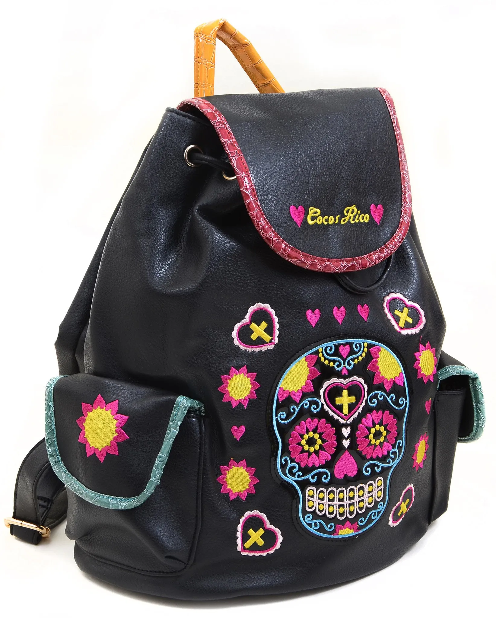 Sugar Skull Día de Muertos Day of the Dead Vegan Leather Backpack