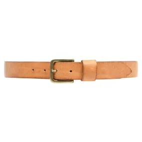 Timeless jeans belt in delicious leather quality / 12824 - Cognac/Brass